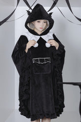 Black Bat Ruffle Hooded Sweet Lolita Coat Cloak
